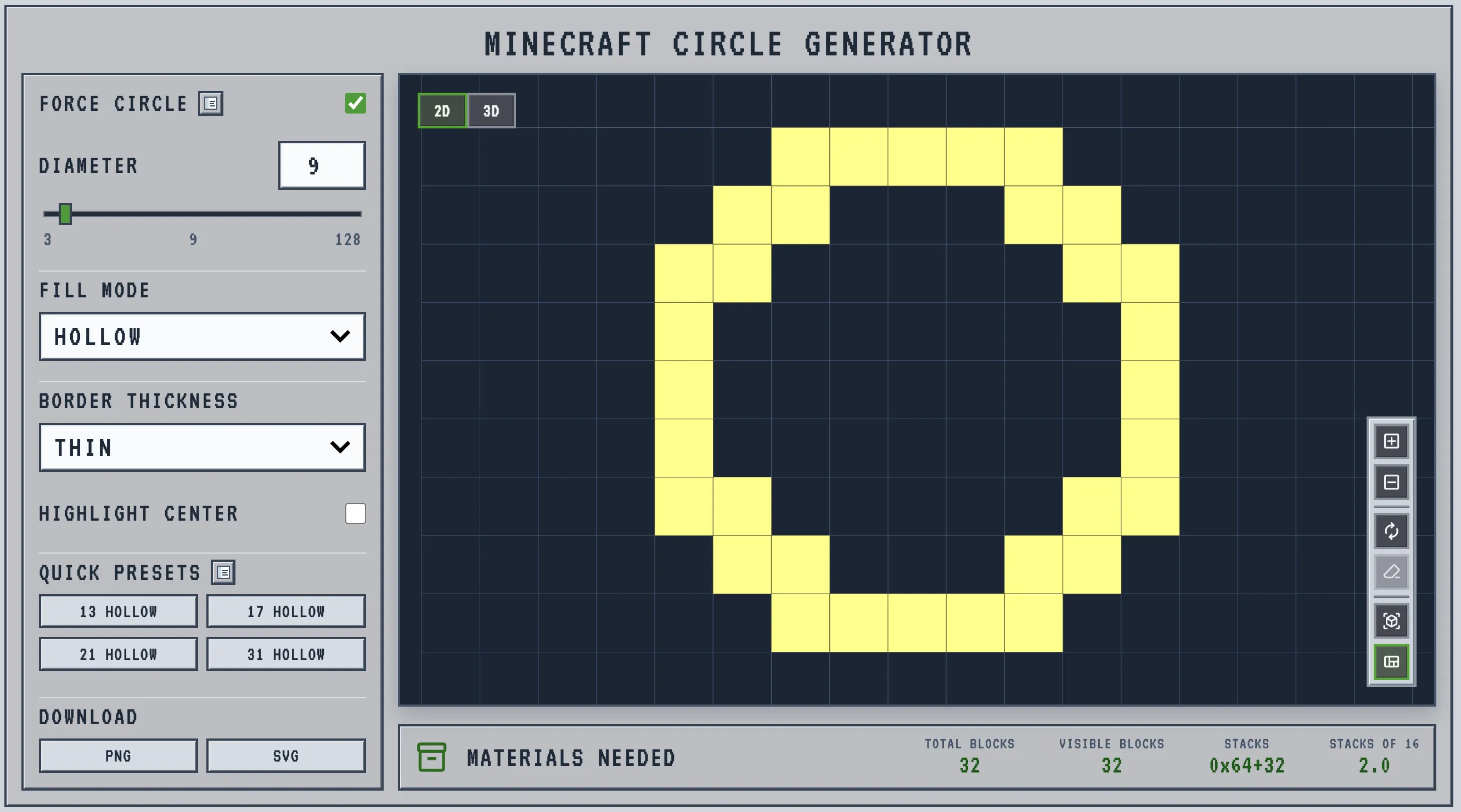 Mesa de trabajo del generador de círculos de Minecraft: controles, plano del círculo y materiales necesarios