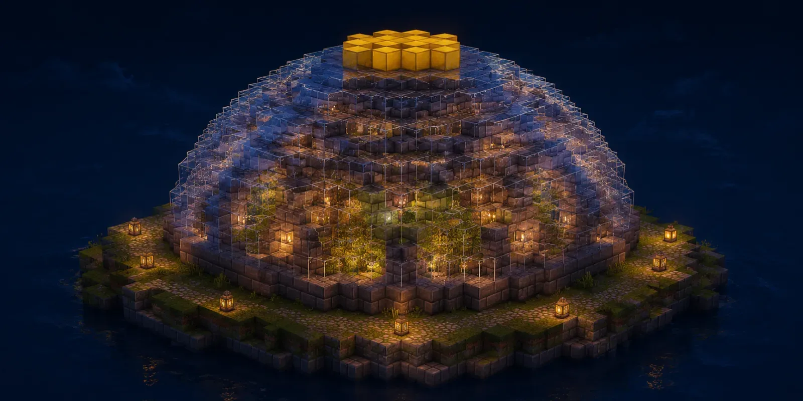 Vista previa del generador de cúpulas de Minecraft: invernadero con cúpula de vidrio